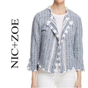 NWT NIC + ZOE Blue Fringe Jacket Blazer Coat